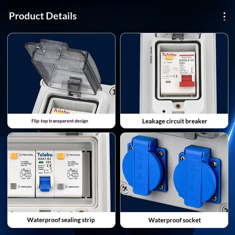 Outdoor Waterproof Portable Industrial Socket Enclosure, Handheld Mobile Plastic Power Distribution