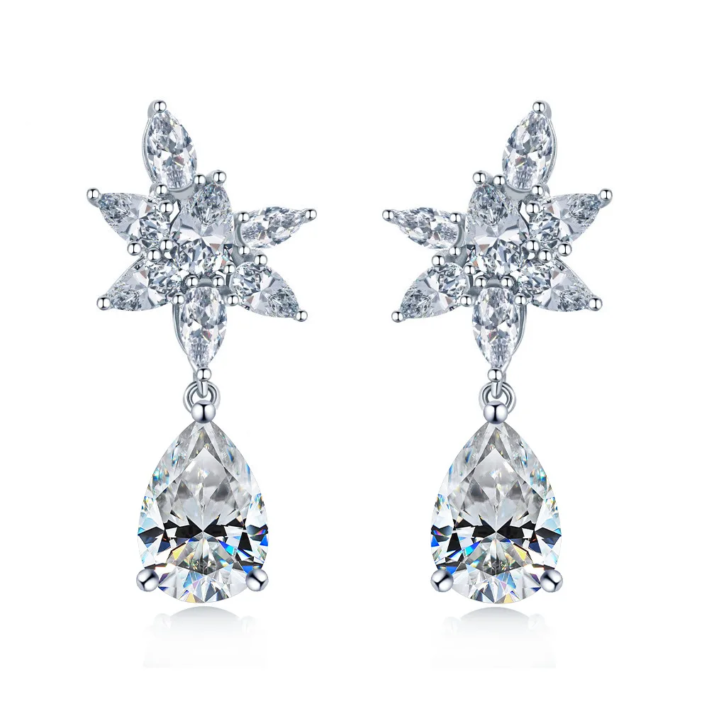 

Серьги-гвоздики из муассанита S925, серебро 4 карата, цвет D, 8*12 мм, грушевидная огранка: элегантные ювелирные изделия для вечеринок, подарки