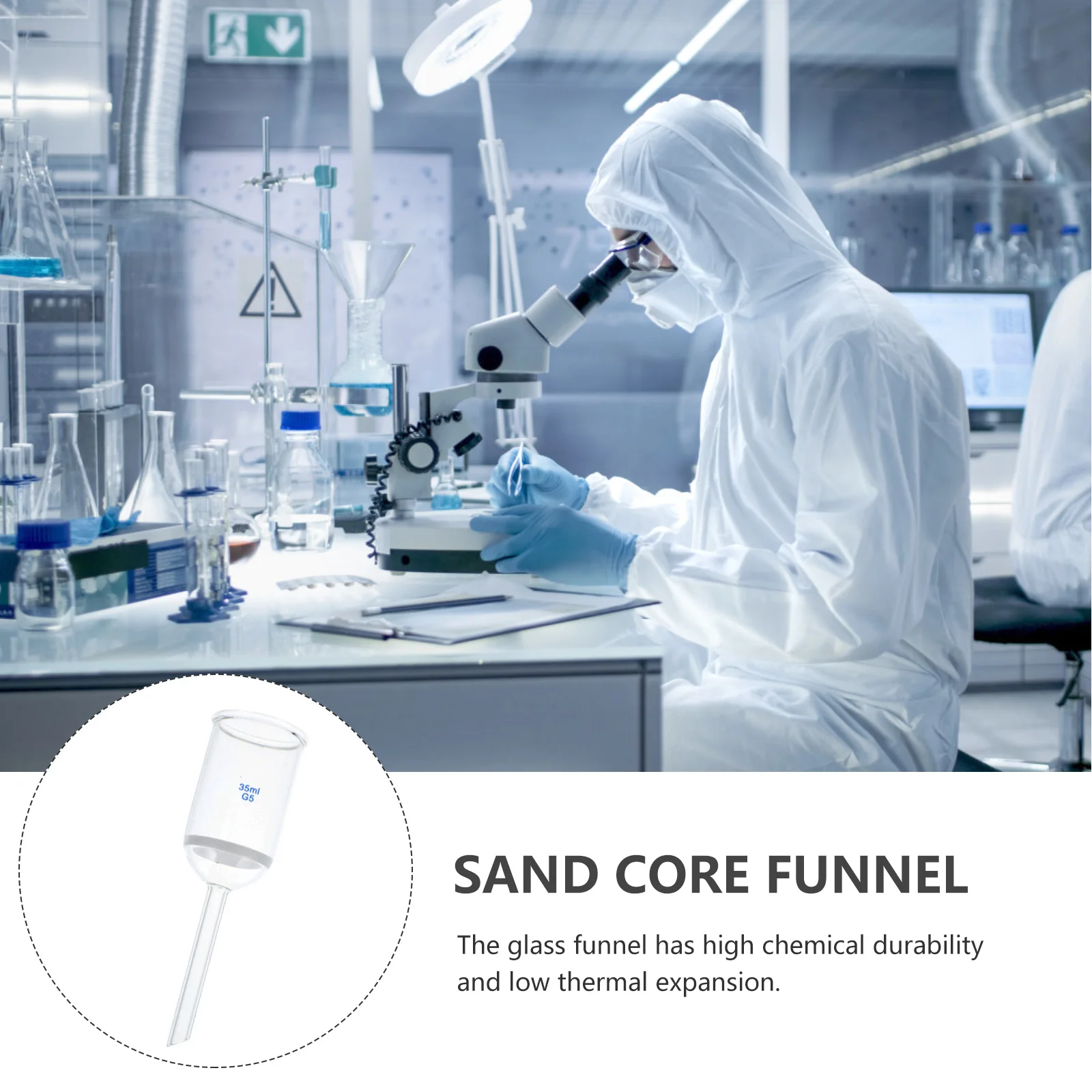 قمع زجاجي احترافي مقاوم للأحماض، متانة عالية، سطح أملس، عملية سهلة، صناعة متقنة، تصميم إبداعي طويل #2