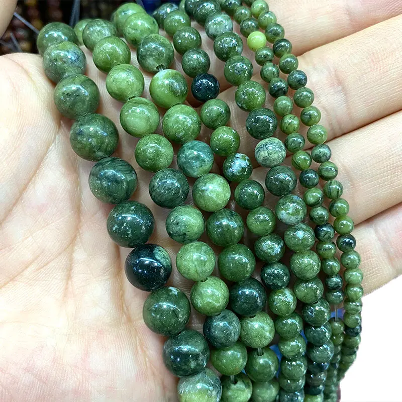 Wholesale Natural Stone Green Southern Jades Round Spacer Beads for Jewelry Making Diy Women Bracelet Necklace 4 6 8 10 12mm