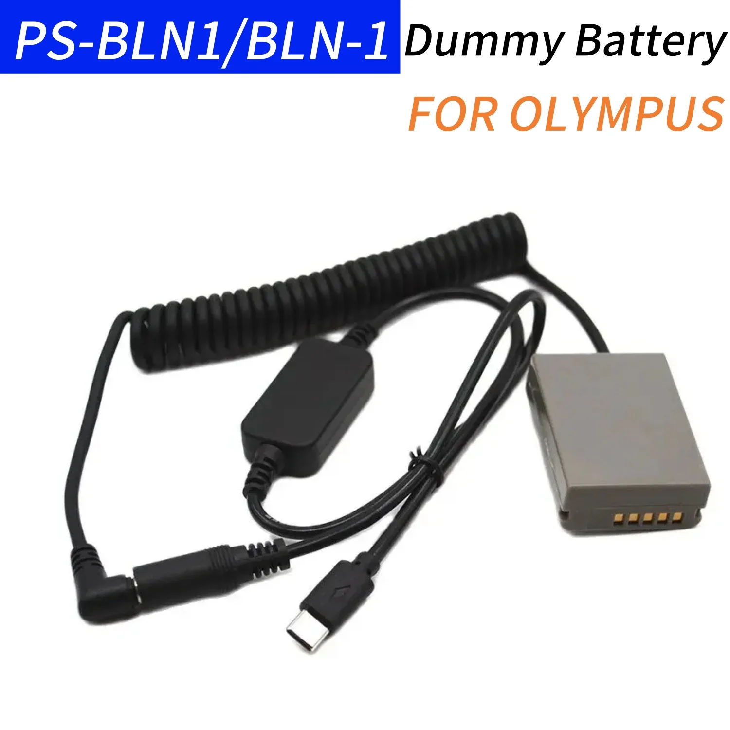 

PS-BLN1 Dummy Battery Spring Wire BLN-1 DC Coupler+USB Type C DC Cable Plug Female for Olympus OM-D E-M5 E-M1 PEN E-P5 Camera