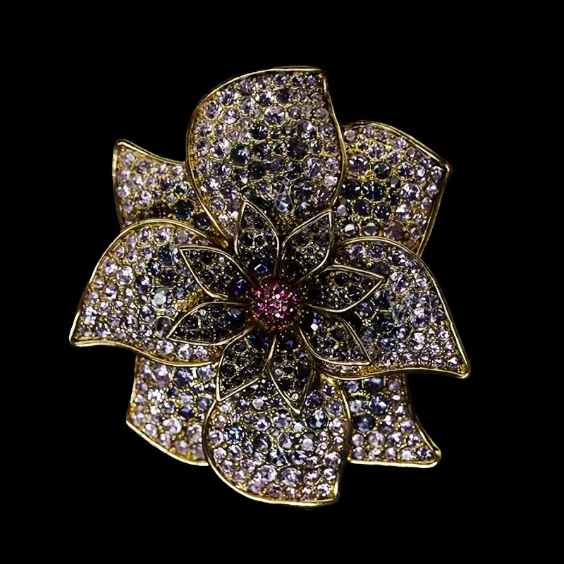 

Timeless Wonder Fancy Crystal Zircon XL Floral Brooch Pins Women Designer Jewelry Runway Top Trendy Rare Gift Vintage 7523