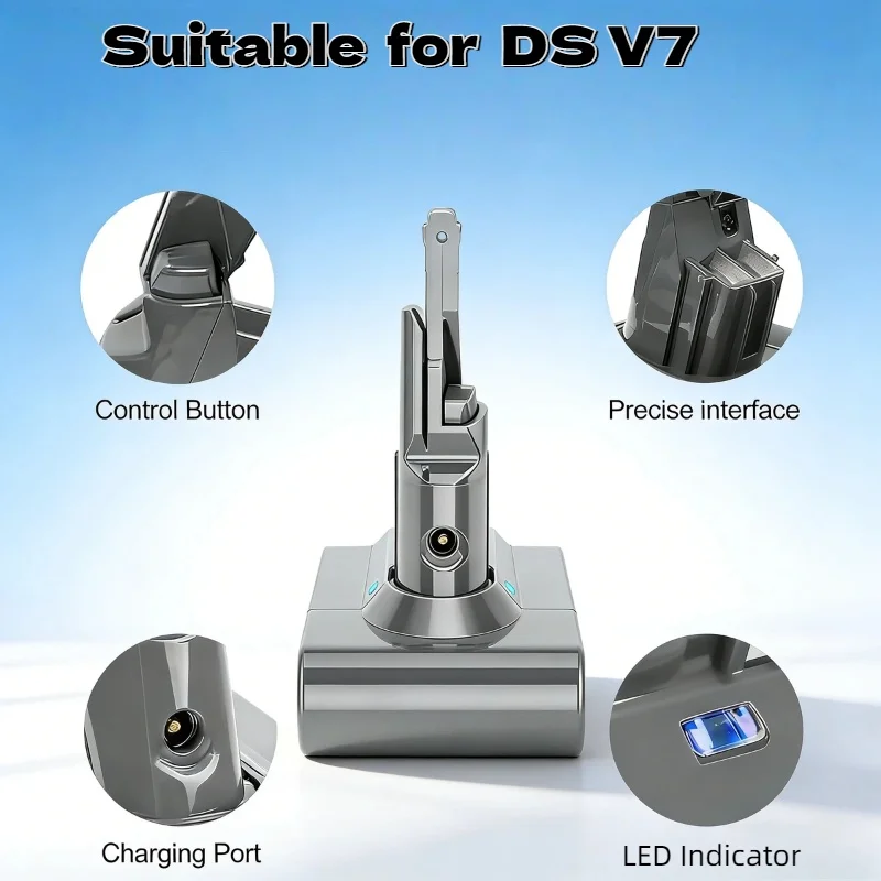 

Высокоемкостный литий-ионный аккумулятор 8000 мАч – долговечный сменный блок питания, совместимый с беспроводным пылесосом Dyson V7