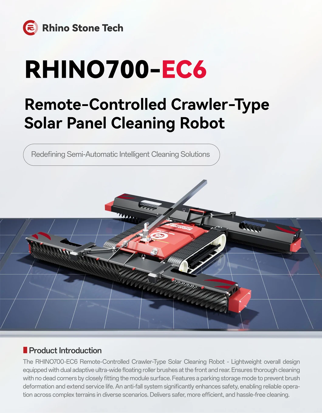 High-Efficiency Solar Panel Cleaning Robot Remote Control PV Panel Cleaning Machine for Commercial and Industrial Solar Farm view 6