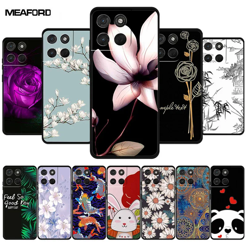 Funda floral 3D para Moto G57 G67 Power, Funda con flores en relieve, Funda de silicona TPU suave con dibujos de flores, Funda para teléfono Motorola G100S