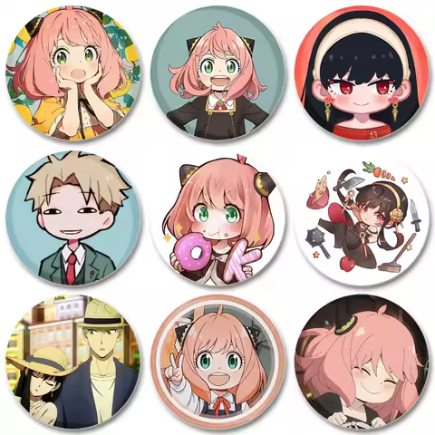 Anime Spy X Family Cartoon Character Forger Anya Yor Loid Bond Lapel Pins Round Brooches Badge for Backpack Accessories Gifts