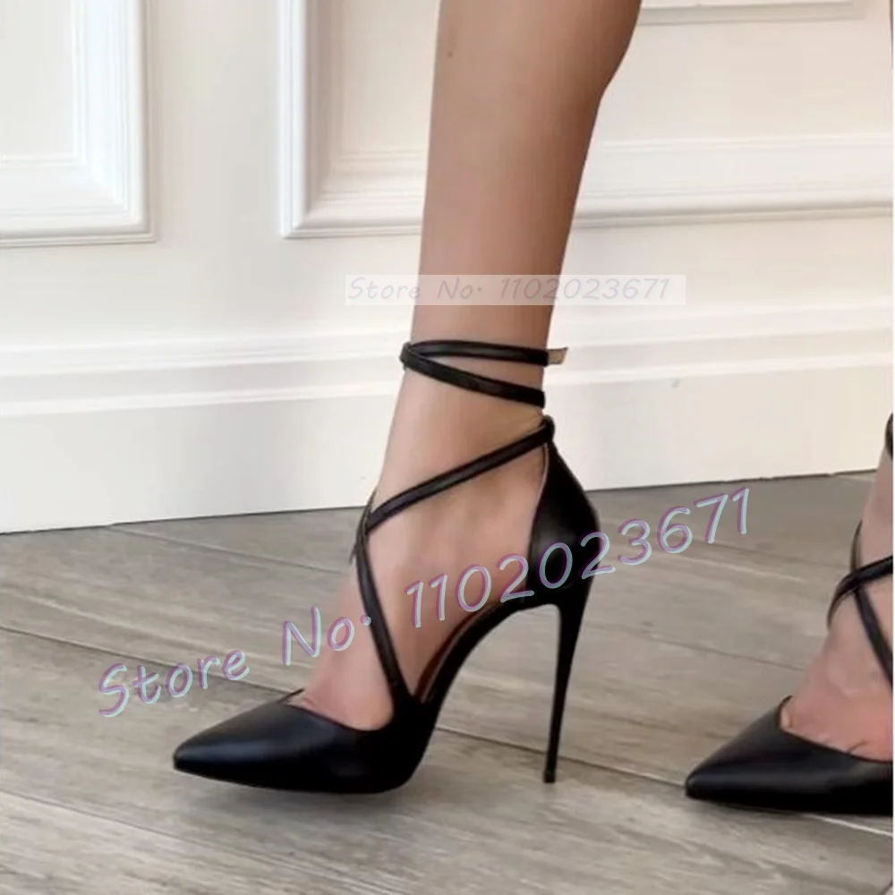 Pointy Cross Strap High Heels Sandals Women Elegant Feminine Summer Custom Shoes Ladies Party Stiletto Heel Large Size Sandals