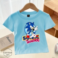 2025 Cartoon Cotton Summer Kids Short Sleeve T Shirt Fashion Short Sleeve Tee for Boys and Girls with Sonic Cute Speedy Print