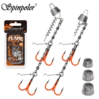 Spinpoler Pike Fishing Stinger Rig UV Painted Hook #1/0 #2/0 Speed Link Rolling Swivel For Rubber Soft Lure Swimbait Accessories