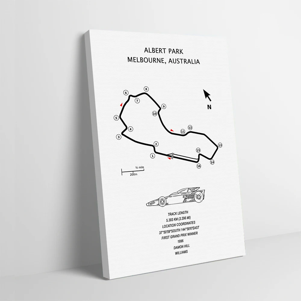 Albert Park Circuit Poster Customizable Printed Canvas Painting for Pictures Wall Art Interior Decoration Gaming Decor Room Home