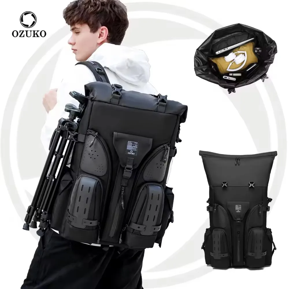 OZUKO New Outdoor Tactical Waterproof Backpack Fashion Brand Men\'s Large Capacity Travel Backpack Sports Tennis Badminton Bag