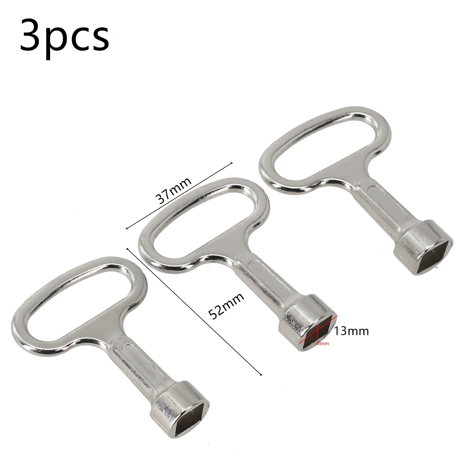 

3Pcs Square Key Wrenches Heating Vent Key Stainless Steel Electric Cabinet Door Lock Turn Tongue Lock Water Tap 8mm Vent Key