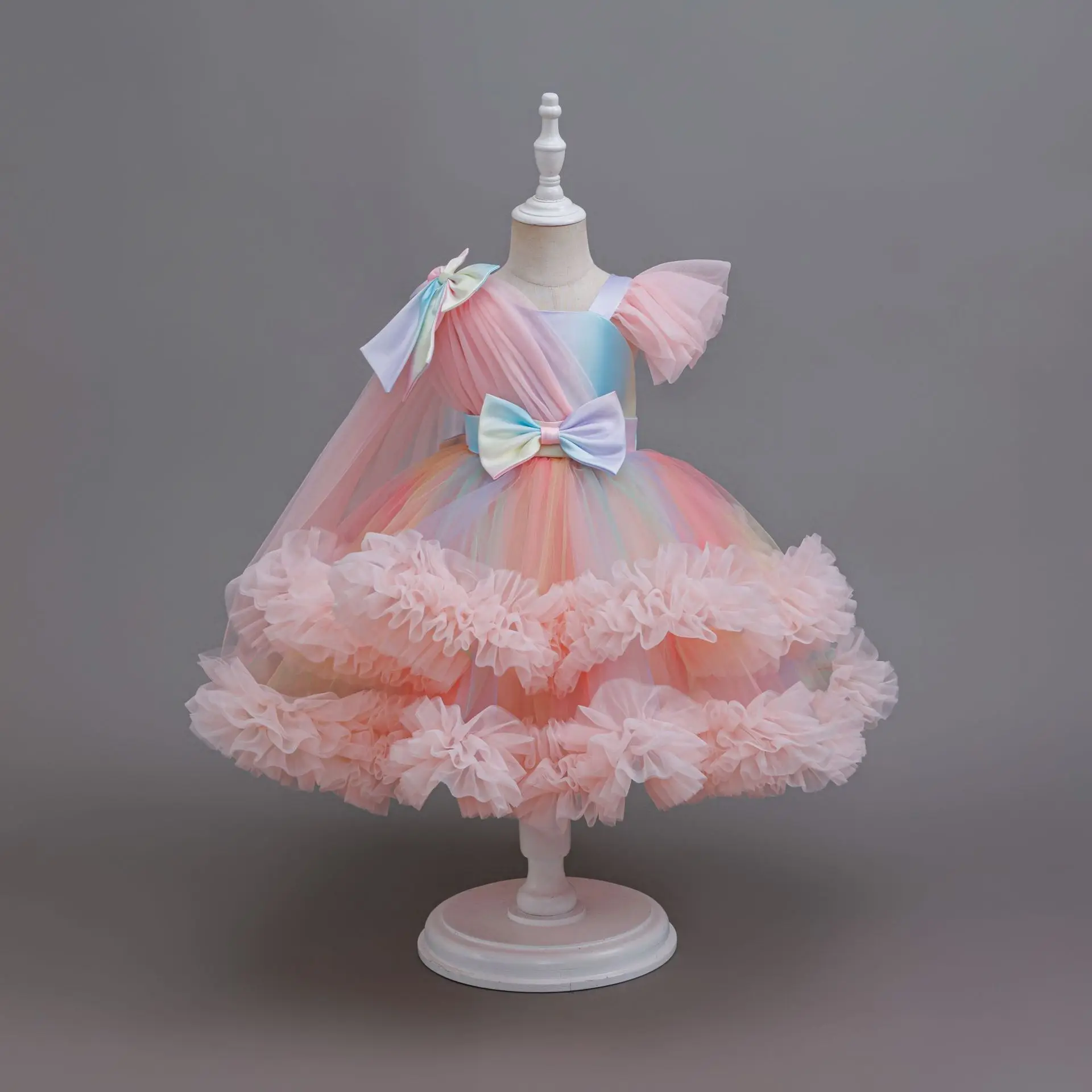 Luxury Western Girl Sequin Dress Bubble Sleeve Vedic Princess Skirt 2-10 Birthday Party Evening Dress Summer Girl's Clothes