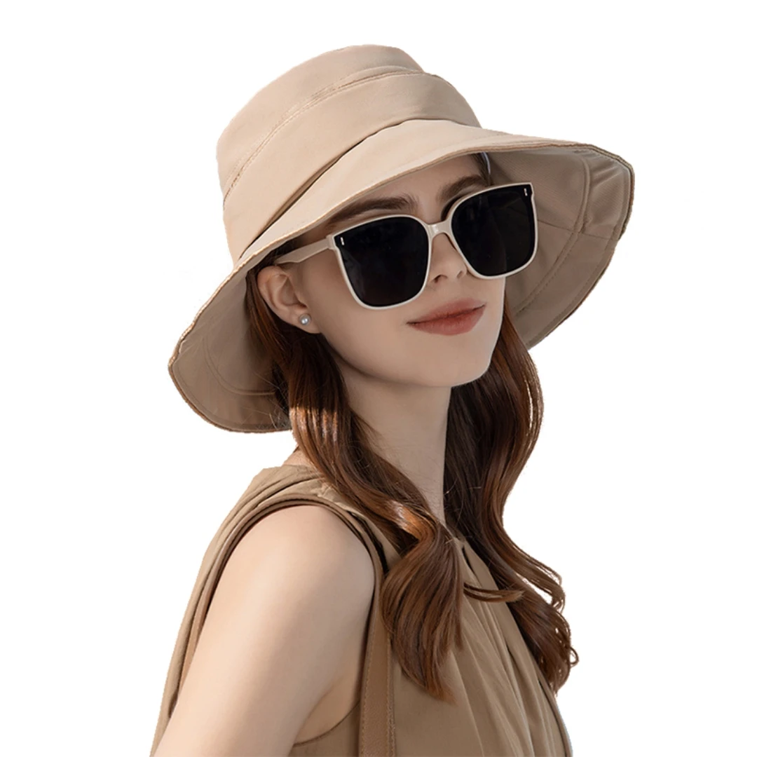 

Women Summer Sun Protection Bucket Hat Lady Elegant Sunscreen Beach Cap Outdoor Wide Brim Headgear Wholesale Drop Ship New in