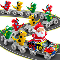 Dinosaur Toys Create A Dinosaur World Road Race-Flexible Track & Santa Claus Car for 3 4 5 6 Year & Up Old Boy Girls Gift