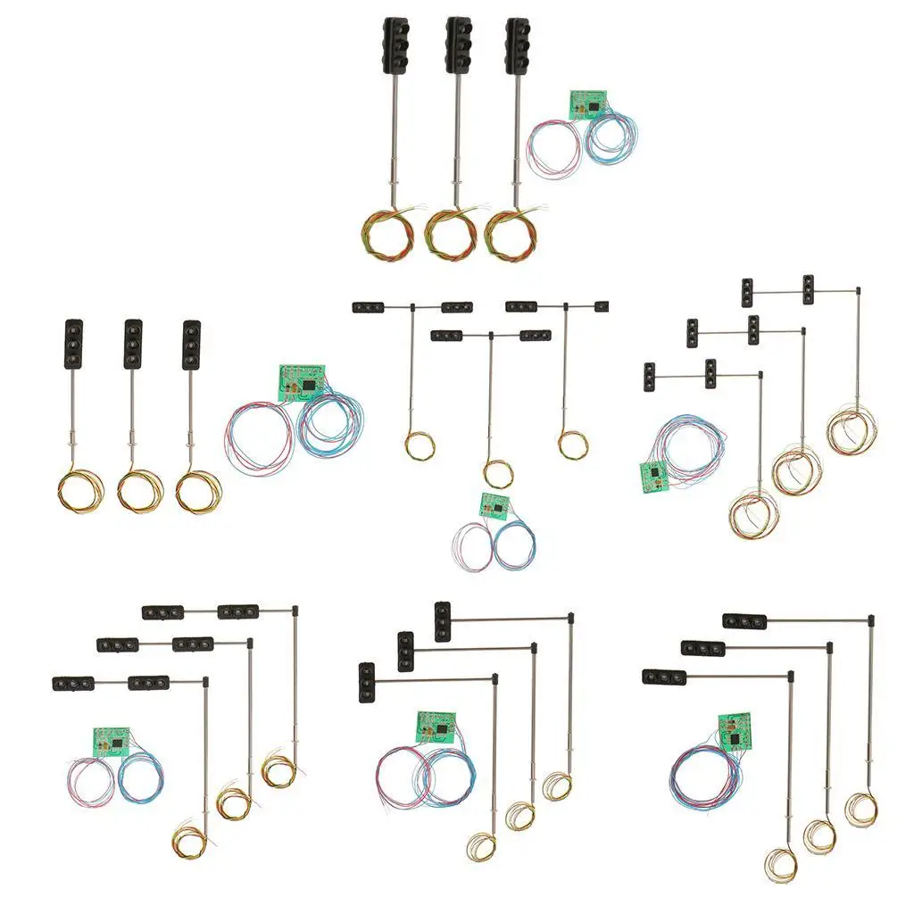 3pcs Metal Traffic Pedestrian Crossing LED Light Model 5-6V HO OO Train Railway Architecture Diorama Scenery Layout