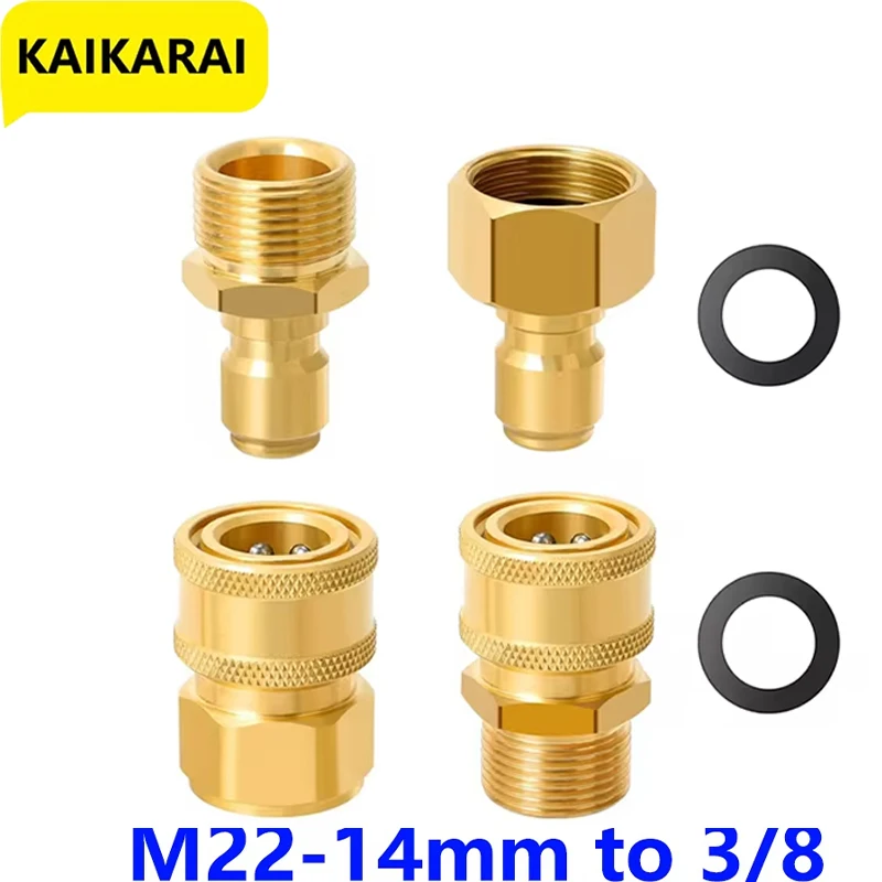 Pressure Washer Quick Connect Kit M22 14mm to 3/8 Hose Quick Connect Fitting Adapter for Power Washer Gun Hose Pump 5000 PSI