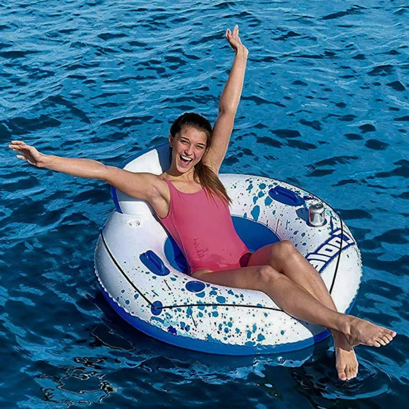 Inflatable PVC Recliner Water Chair Inflatable Floating Bed Floating Row of Mesh Cloth Swimming Ring Bottom Water Permeable