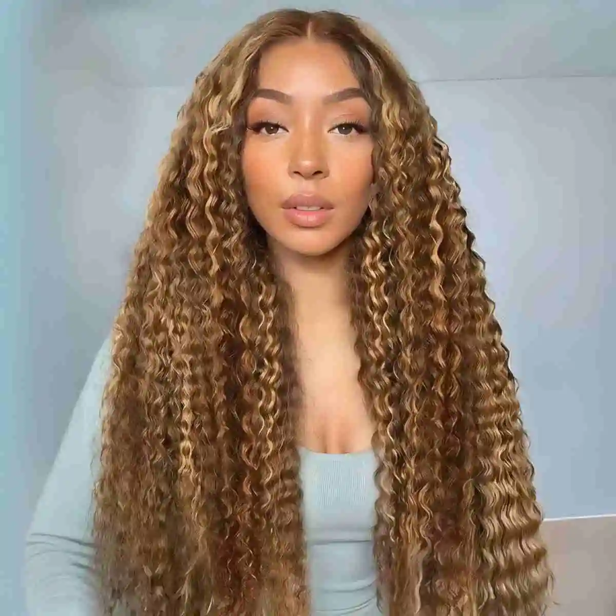 

Highlight Ombre Lace Front Wig Human Hair Deep Wave 13x4 HD Honey Blonde Lace Frontal Wigs P4/27 Curly Human Hair Wig Glueless Wigs Human Hair