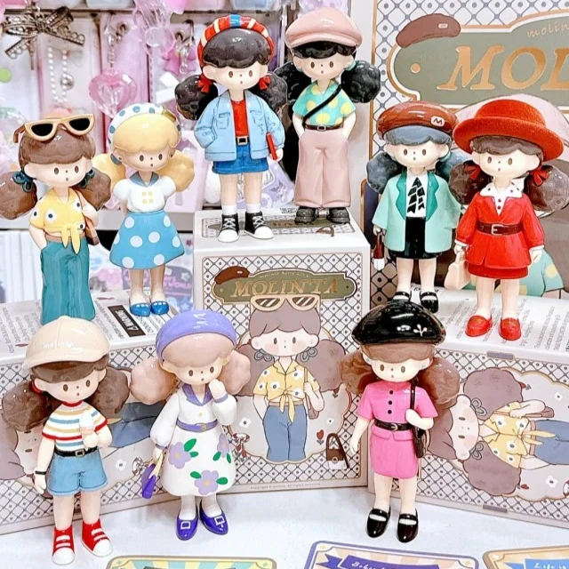

Molinta Retro Girls Series Blind Box Mystery Box Kawaii Action Figure Collectible Model Ornaments Cute Surprise Bag Gifts Toys