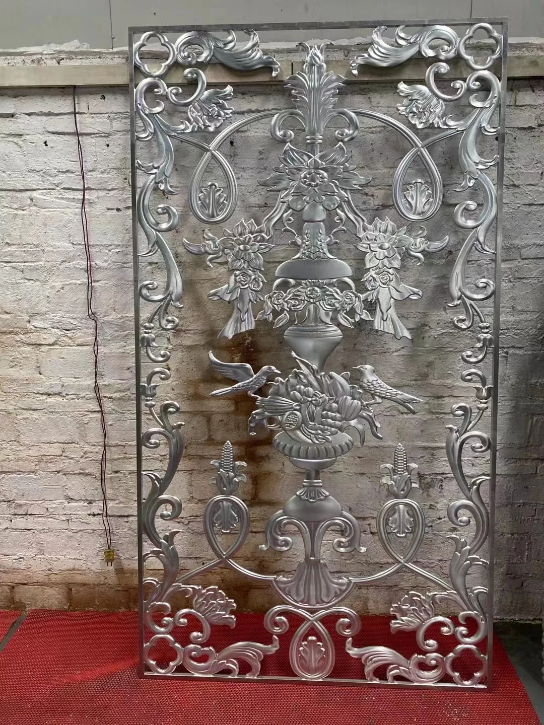 Carved hollow partition wall office hotel drop art screen garden fence metal light luxury porch decoration