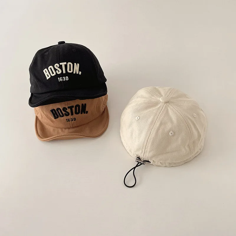 

Korean Letter Baby Baseball Cap Simple Embroidered Peaked Hat for Boy Gril Summer Adjustable Soft Brim Kids Sun Hats Gorras