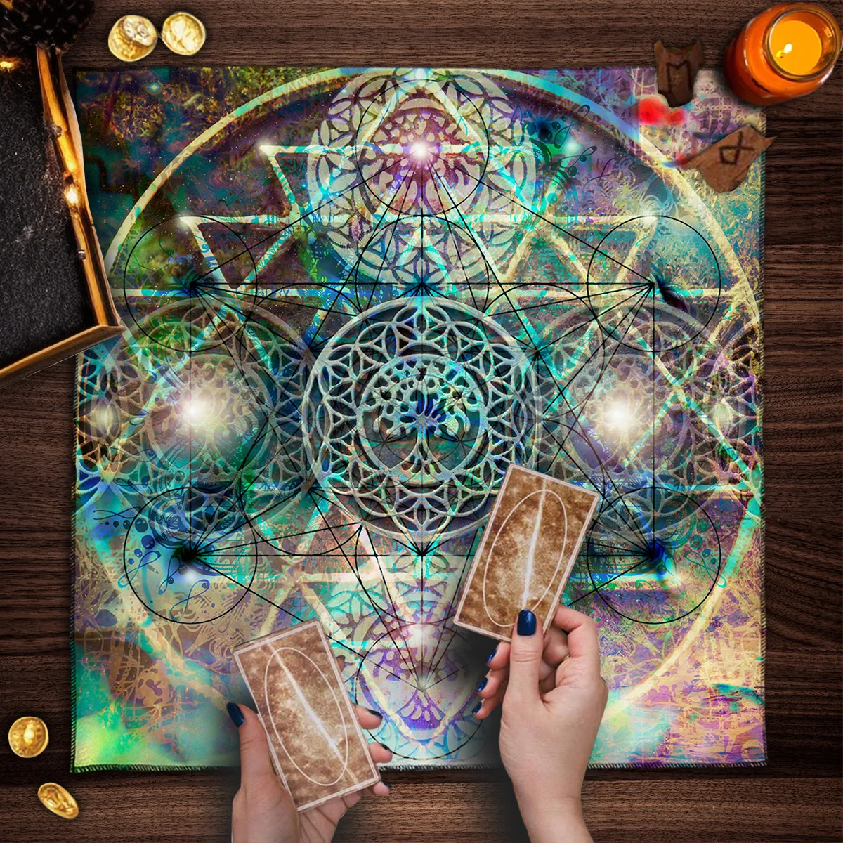 6 Star Array Map Tarot Tablecloth Cloth Altar Starry Sky Tarot Spread Cloth Board Game Card Pad Decor Witch home Decor