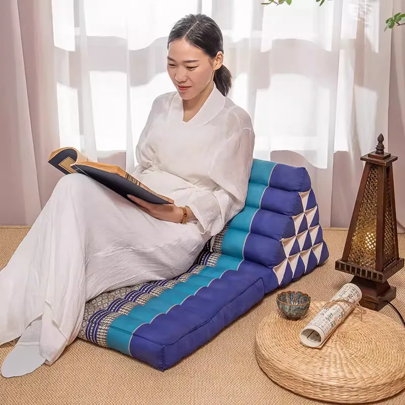 Triangular Headboard Pillow, Kapok Fabric Backrest Cushion, Breathable Lumbar Support for Sofa, Handmade Multi-Color Pillow