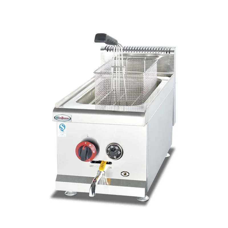 Gas Single Cylinder Fryer Desktop Stall Large Capacity Stainless Steel Fried Chicken Furnace
