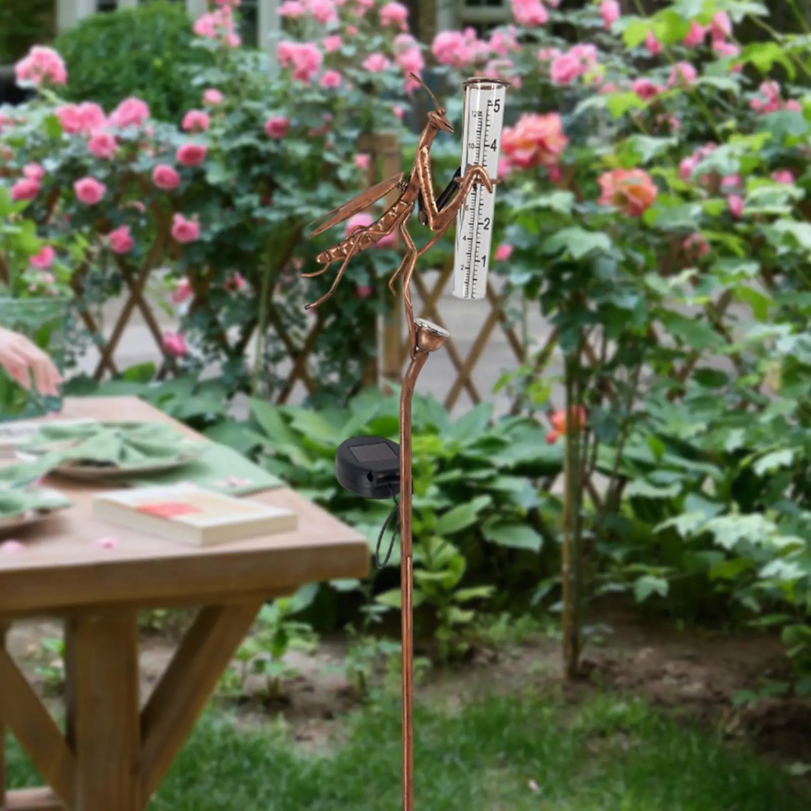 

Rain Gauge with Solar Light Decorative Stake Light for Farm Walkway Outdoor