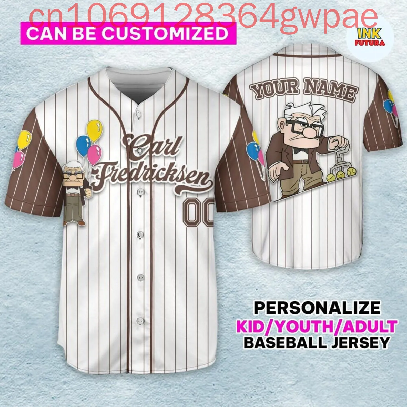 

Новинка 2025 года, бейсбольный трикотаж Disney Up Movie, мужские, женские, детские бейсбольные рубашки с короткими рукавами, повседневная спортивная одежда, топы