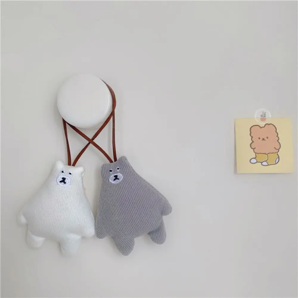 Soft White Bear Keychain Lovely Anti Loss Cartoon Keyring INS Multifunctional Bear Name Plate Hanger Kindergarten