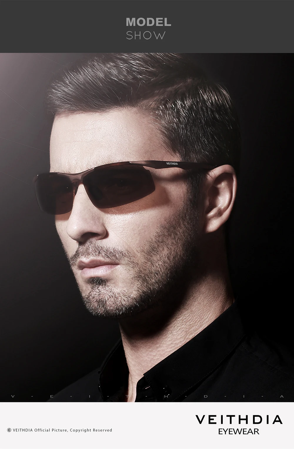 VEITHDIA Herren-Sonnenbrille für den Außenbereich, polarisiert, UV400-Linse, rechteckig, randlos, zum Fahren, Angeln, Sonnenbrille, Sportbrille für Männer, 6535 – Detail 7