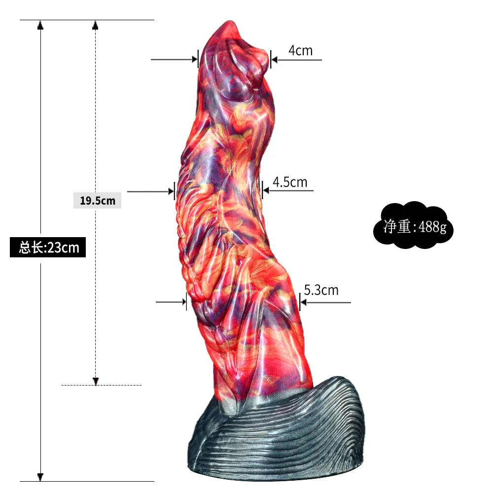 FAAK Large Knot Animal Dildos With Suction Cup Fire Dragon Penis Big Dong Silicone Multi Color Anal Sex Toys For Men Women