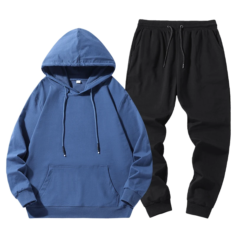 

Men's Sets Hoodies+Pants Autumn Winter Plus Velvet Hooded Sweatshirt Sweatpants Fashion Slim Fit Pant Hip Hop Pullover Hoody