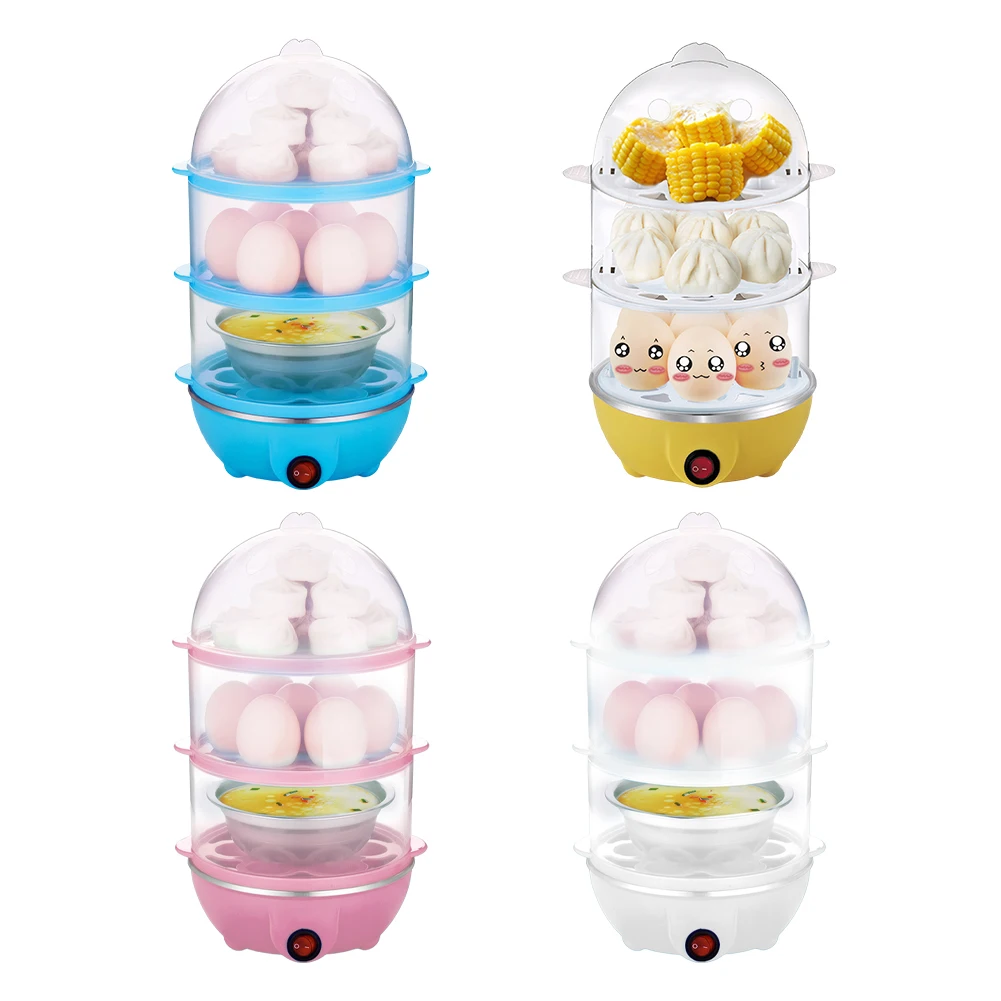 220V Multifunctional Egg Cooker Rapid Heating Automatic Corn Steamer 3-Layer Mini Kitchen Poacher for Cooking Breakfast Machine