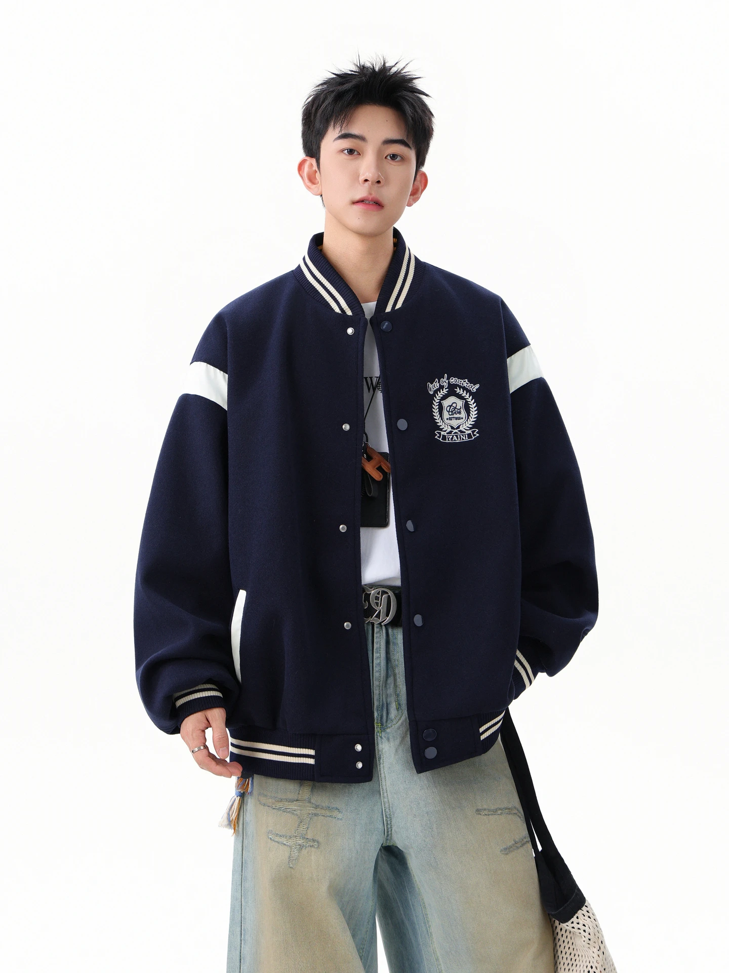 

Ретро колледж Sle вышитая цветная блузка бейсбольный джет мужские женские пары универсальный дэт молодежная модная осенняя одежда