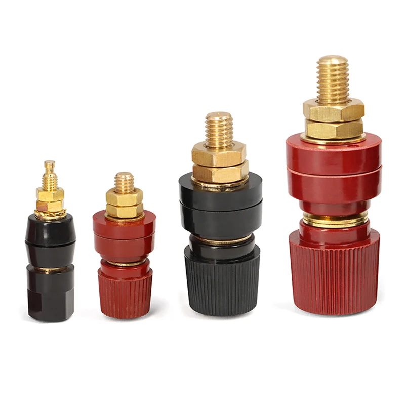 M5/M6/M8/M10 inverter specific wiring terminal - red+black brass high current power connector