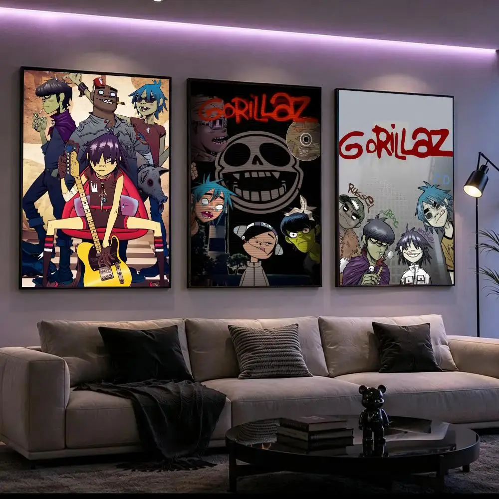 Band Rock G-Gorillaz Poster HD Waterproof Self-Adhesive Wall Art – Multi-Scene Use, Top Gift Pick