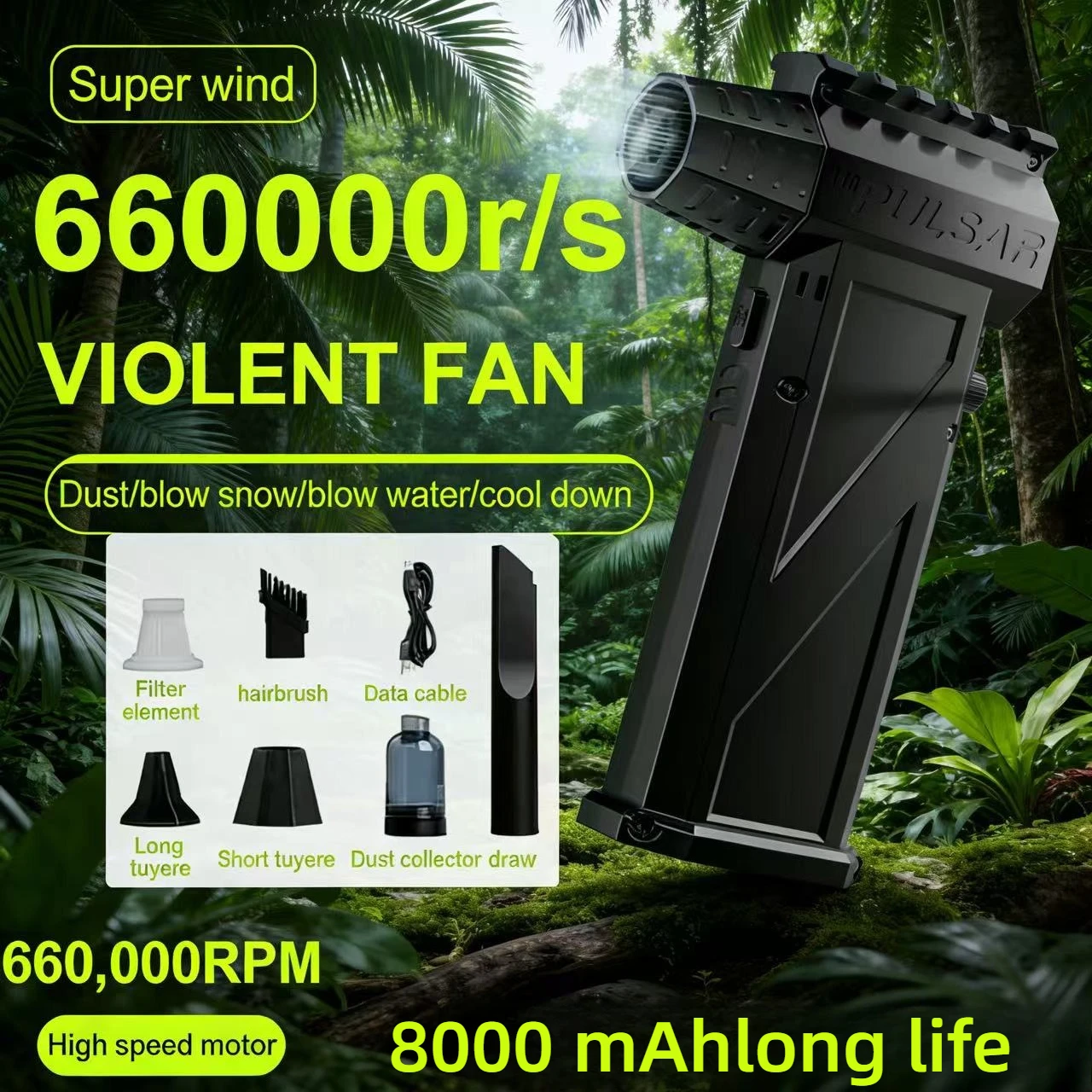 

Вентилятор X3pro для зимнего удаления снега, 660000 об/мин, мощный вентилятор, пылесос типа C, зарядка, сильный ветер, 58 м/с, бесщеточный ViolentFan