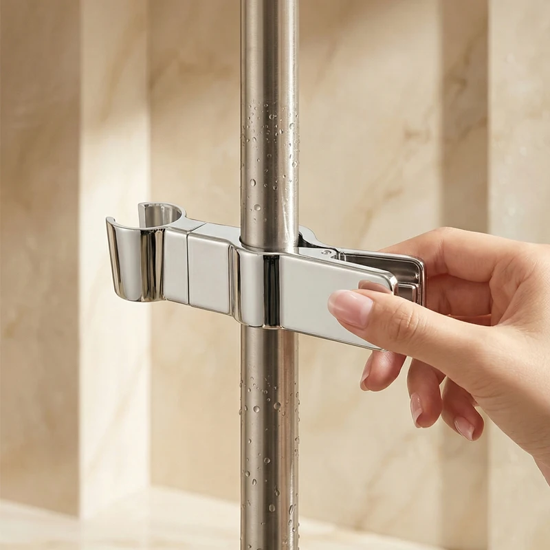 Luxury Clip On Shower Head Holder For Slide Bar No Drill Punch Free Quick Install Heavy Duty Bathroom Replacement Bracket