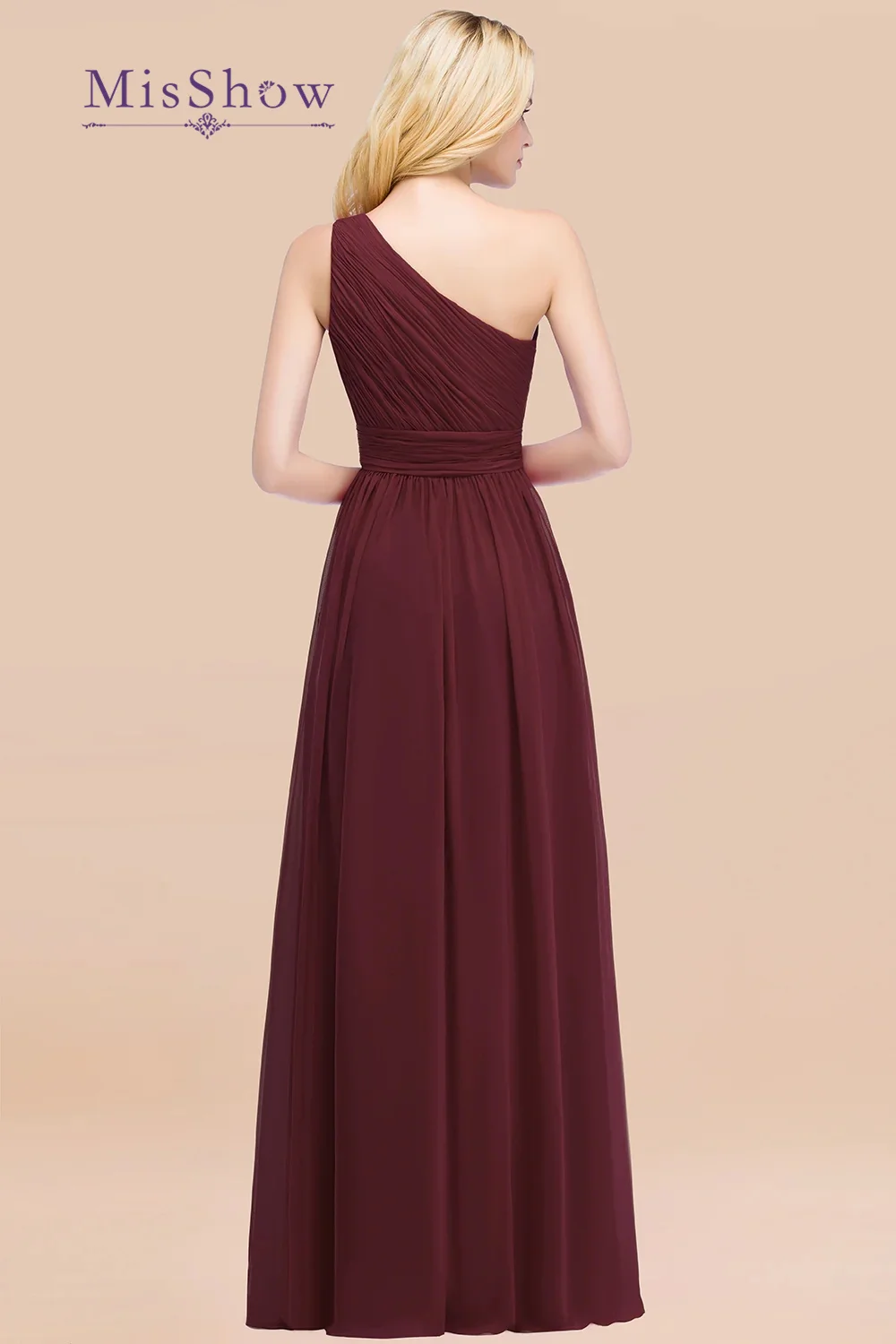 MisShow Lilac Long Formal Bridesmaid Dresses For Women Wedding Guest 2025 Customized One Shoulder Pleated Chiffon Evening Gowns