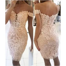 Sexy Women's Lace One-shoulder Mini Dress Ladies Off Shoulder Sleeveless Bandage Bodycon Evening Slim Short Dress Women Clothes