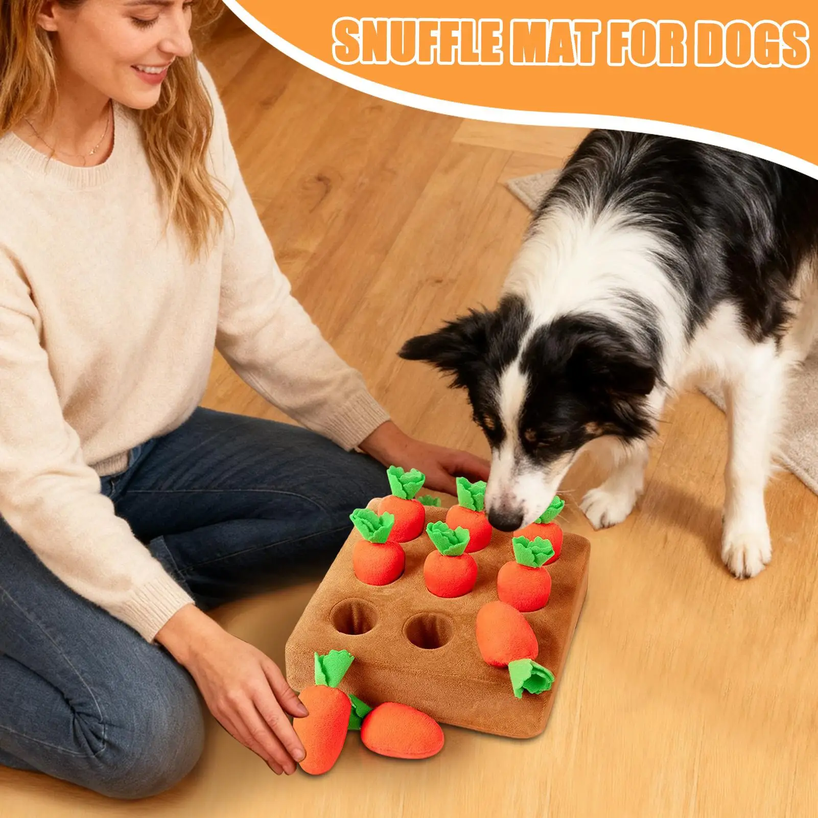 Schnupftabakmatte für Hunde, Bereicherung, interaktives Spielzeug, Haustier-Karotte, Puzzle-Spielzeug, Aktivitätsmatte für Hunde zur Linderung von Langeweile, Nahrungssuche, Training, Füttern
