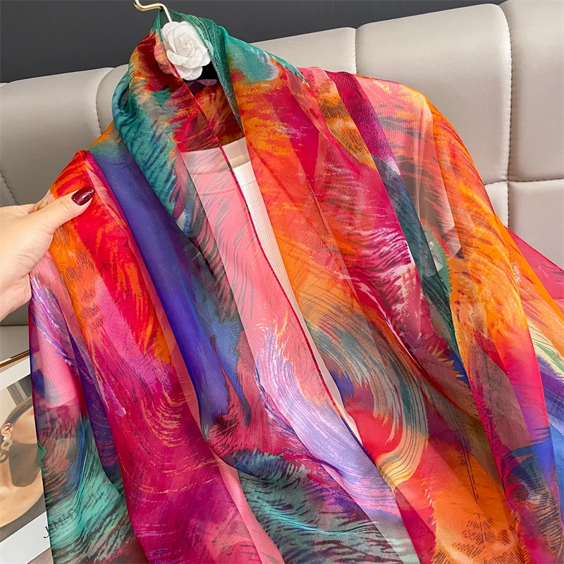 New Design Brand Scarf Fashion Small Broken Floral Bubble Chiffon Shawl Spring Autumn Wrap Hijabs Lady Pashmina Foulards Bandana