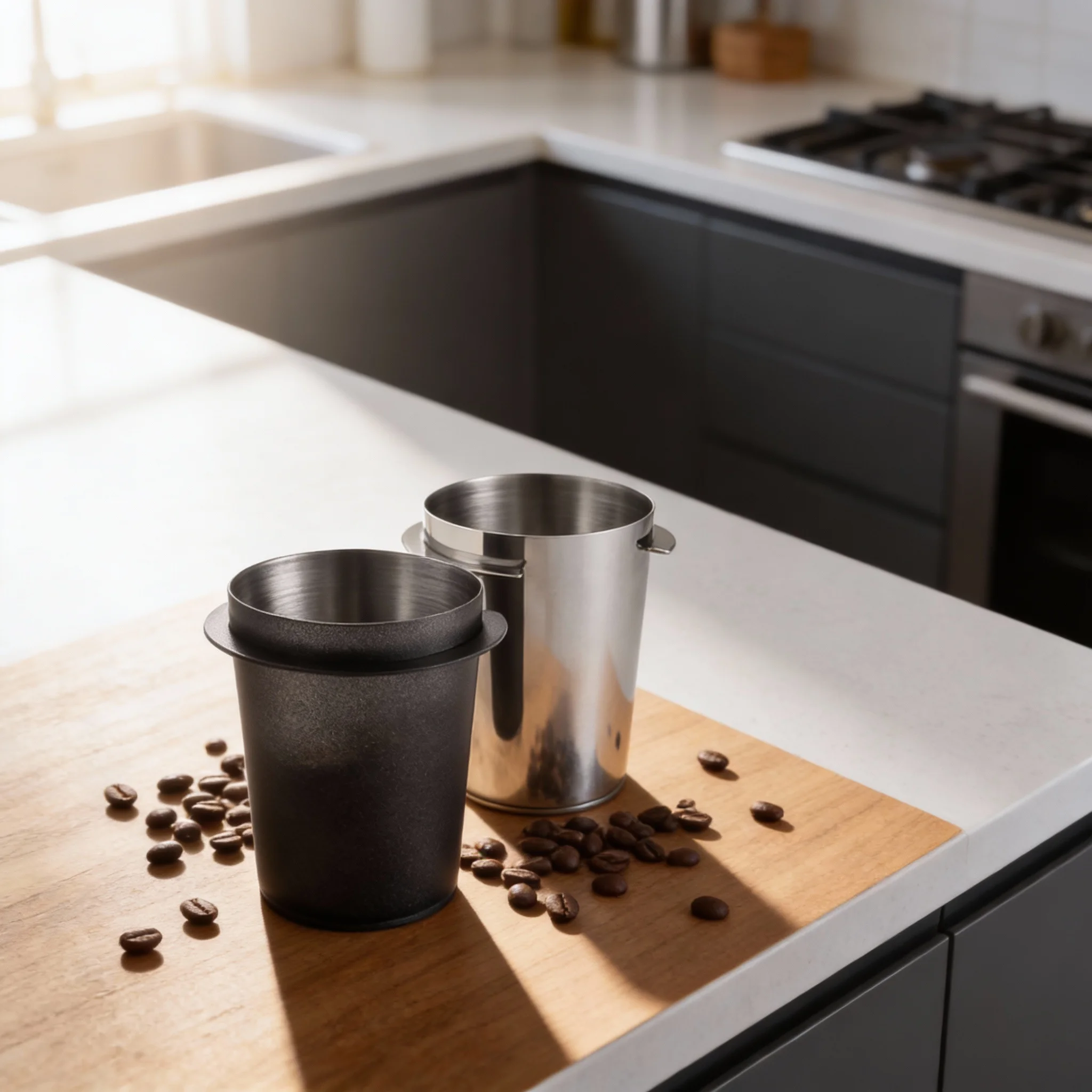 Coffee Dispenser Dosing Cup Sniffing Mug Dust Receiver Coffee Dust Conveyor Stainless Steel Coffee Dosing Cup