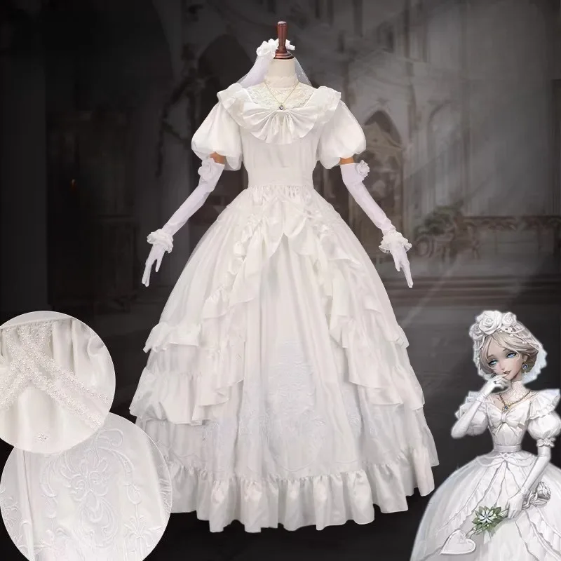 

Костюм для косплея Мэри из игры Identity V, кровавая королева, элегантное белое свадебное платье, полный комплект для женщин, наряд для Хэллоуина и аниме-вечеринок