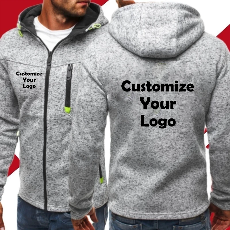 Customized Men Fashion Hoodie Zipper Sweatshirt Mens Hooded Jacket Outwear Tops Coat S-4XL