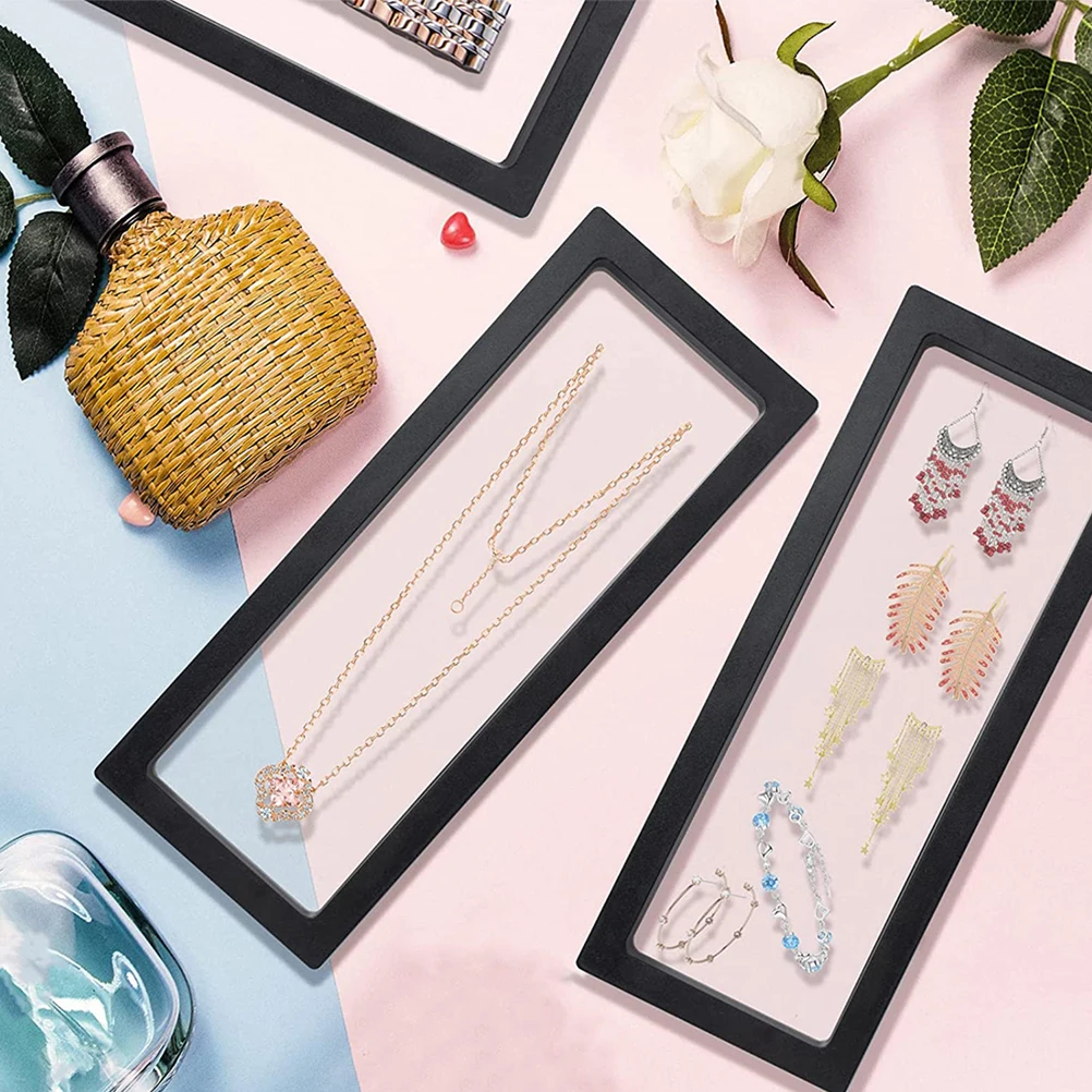

Jewelry Display Box 4 Sets Floating Frame St Sealed PE Plastic Showcase Medal Coin Travel Desk Table