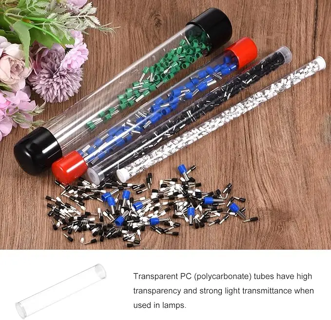 Contenitore in plastica trasparente con tubo di plastica trasparente Entrambe le estremità con coperchio per conservare caramelle con forniture artigianali fai-da-te